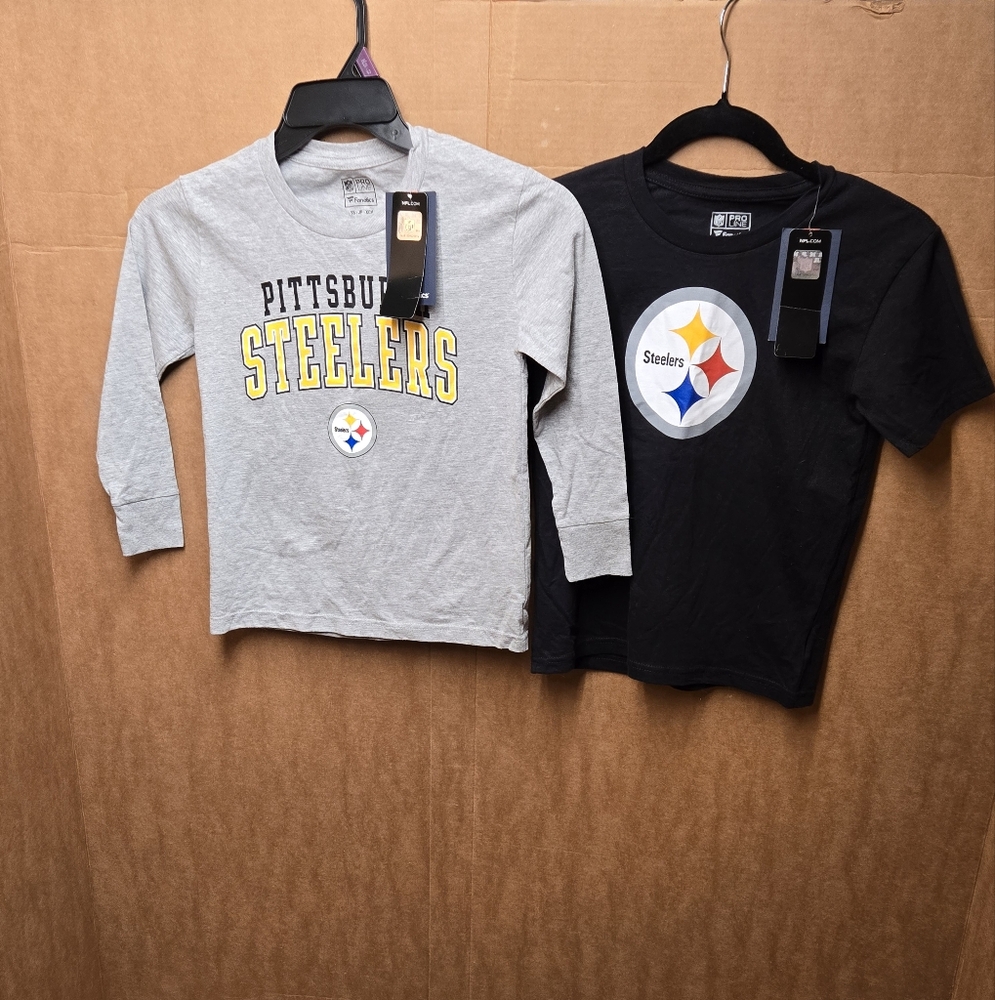 Pittsburgh Steelers Fanatics Short and Long Sleeved Youth Shirts-Size Small-NEW